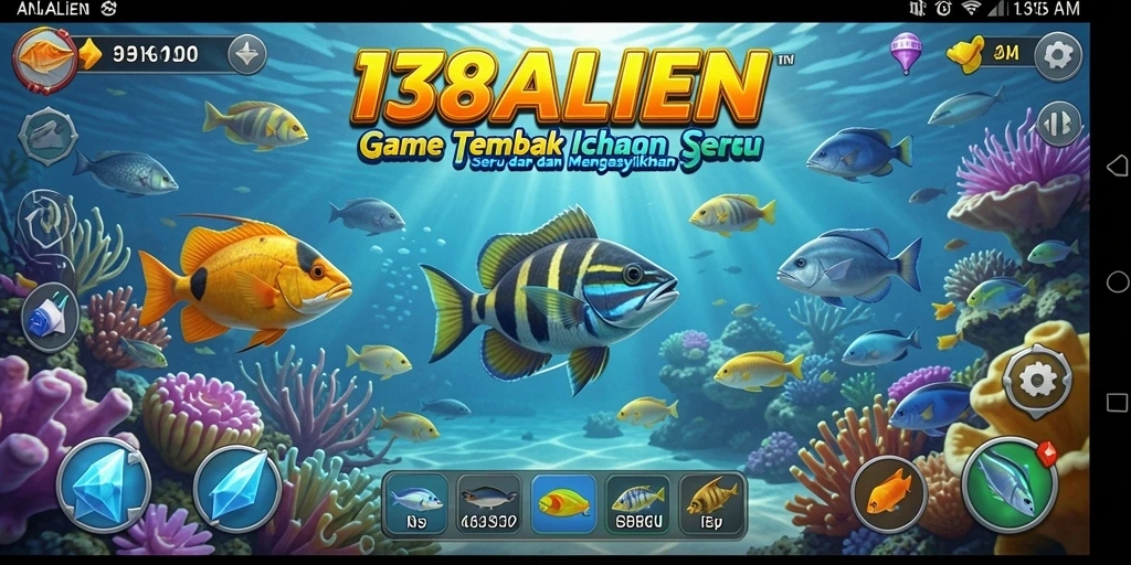 Tampilan gameplay seru di 138ALIEN saat menembak ikan.