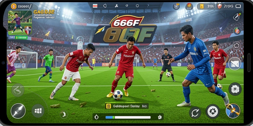 Tampilan aksi nyata di dalam game sepak bola 666F.