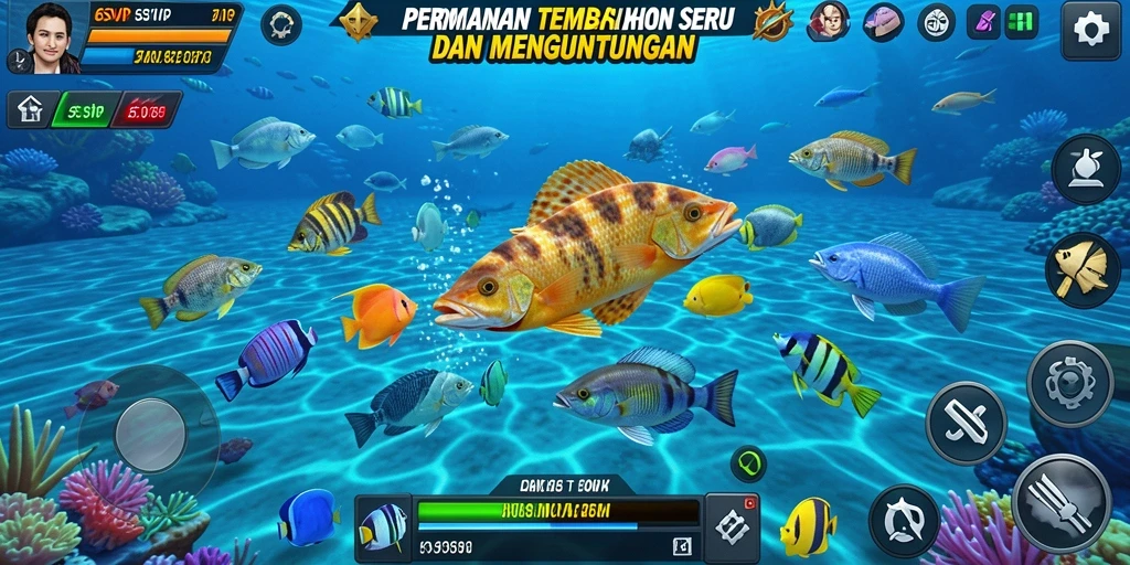 Tampilan gameplay 6SVIP dengan aksi tembak ikan yang seru.