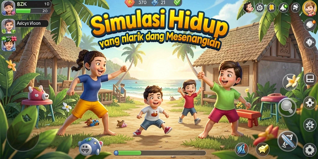Tangkapan layar gameplay <strong>8ZK</strong> yang menampilkan interaksi sosial yang mendalam.