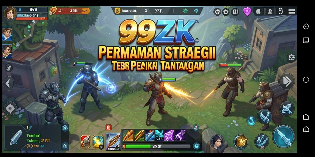 Screenshot gameplay 99ZK menampilkan strategi dalam pertempuran.