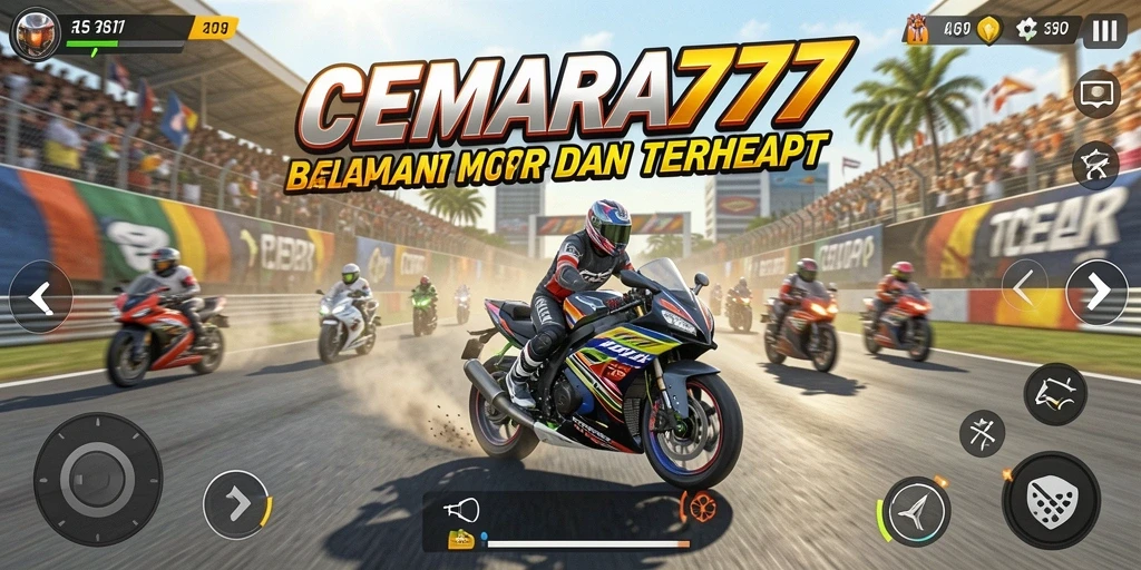 Tampilan gameplay CEMARA777 yang mendebarkan di lintasan balapan.