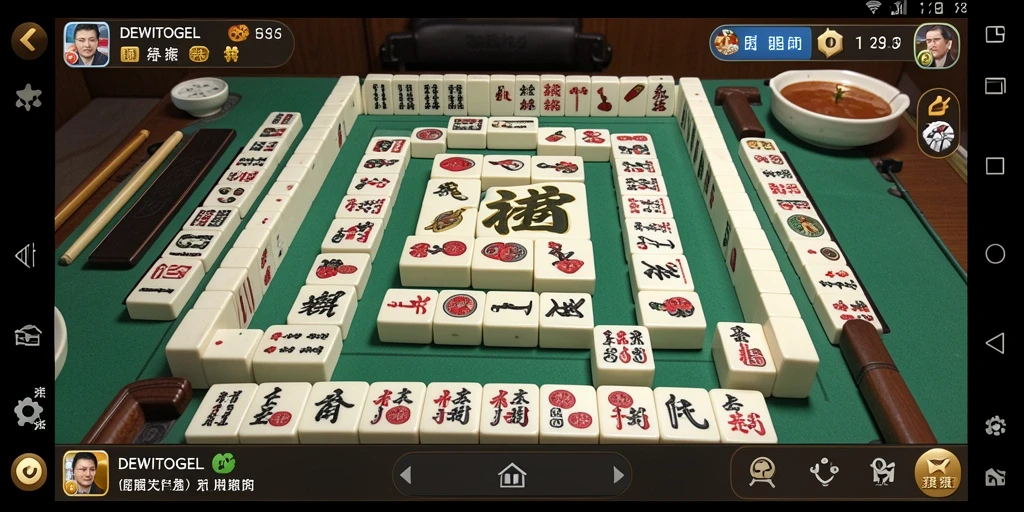 Screenshot gameplay DEWITOGEL menampilkan aksi seru permainan Mahjong.