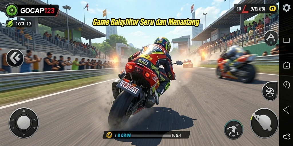 Screenshot GOCAP123 menampilkan aksi balapan motor yang mendebarkan dan grafis yang menakjubkan.