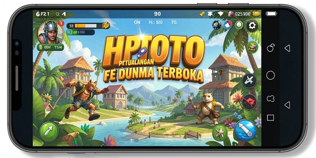 Screenshot utama HPTOTO menampilkan gameplay dunia terbuka yang menarik.