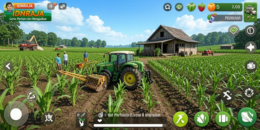 Tampilan seru gameplay IDNRAJA dalam bertani.