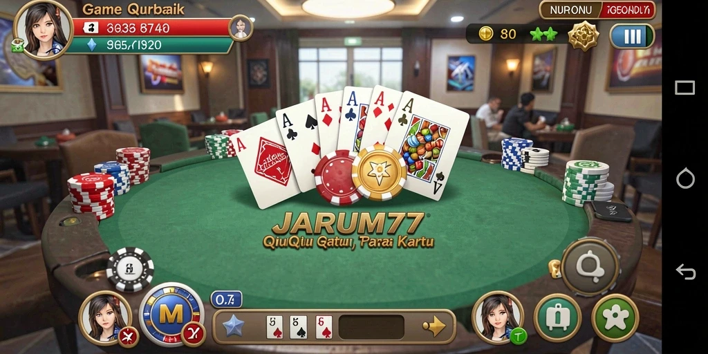 Gameplay seru JARUM77 dalam permainan QiuQiu.