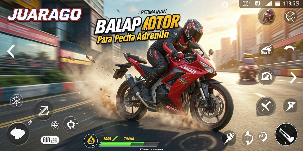 Gameplay seru JUARAGO di lintasan balap penuh tantangan.