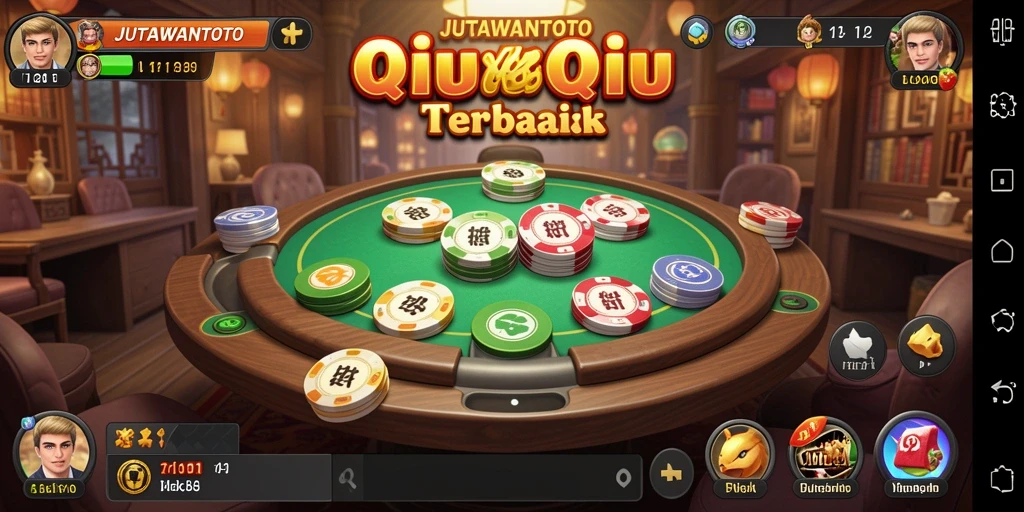 Screenshot utama JUTAWANTOTO menampilkan aksi permainan QiuQiu.
