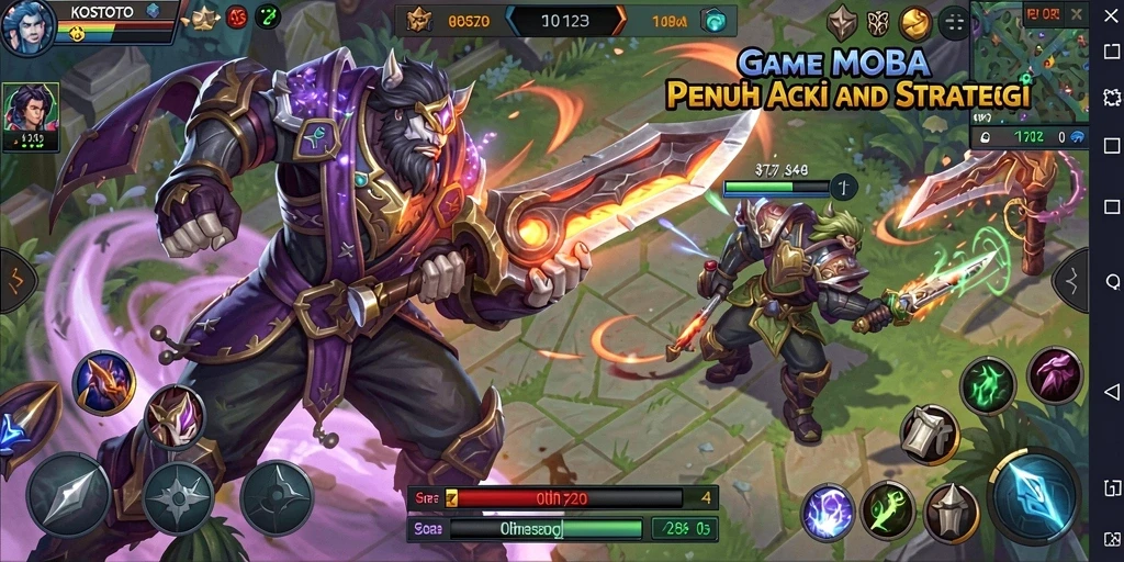 Screenshot gameplay KOSTOTO menampilkan aksi seru di arena pertempuran.