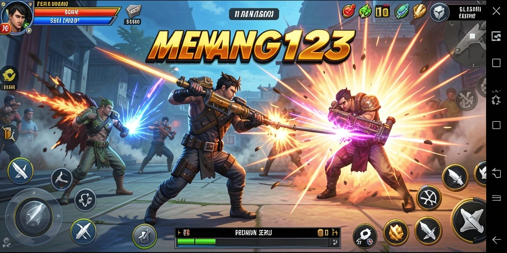 Tampilan gameplay <strong>MENANG123</strong> yang mendebarkan saat pertarungan berlangsung.