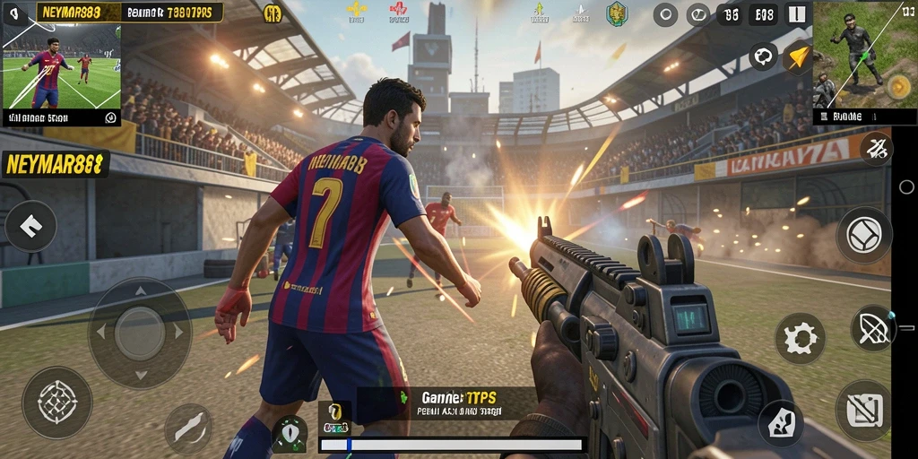 Tampilan gameplay TPS yang menegangkan dan penuh aksi di NEYMAR88.