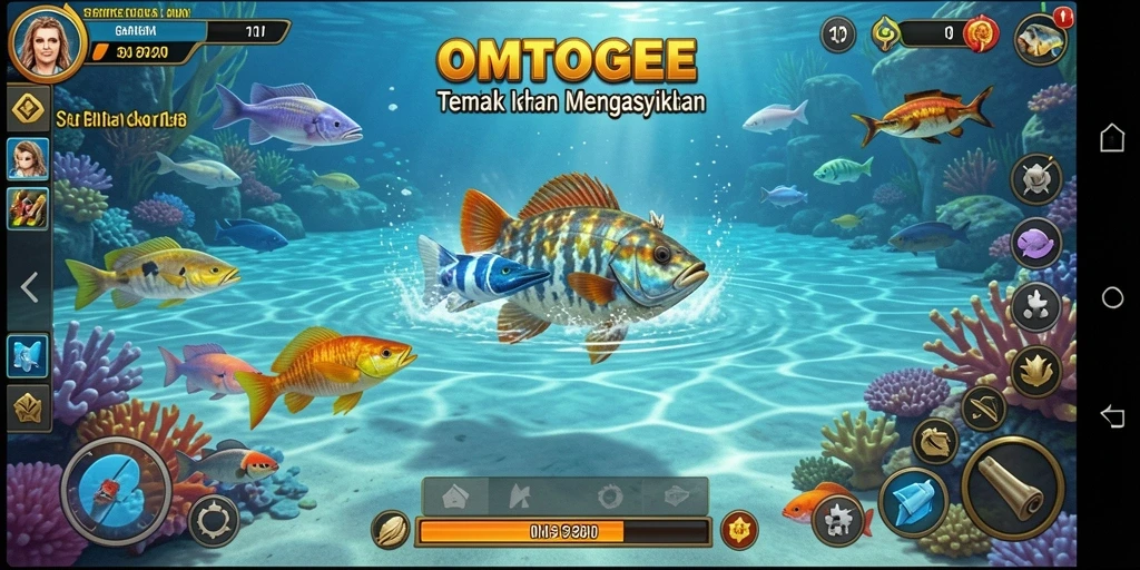 Tampilan gameplay seru dari OMTOGEL dengan aksi menembak ikan.