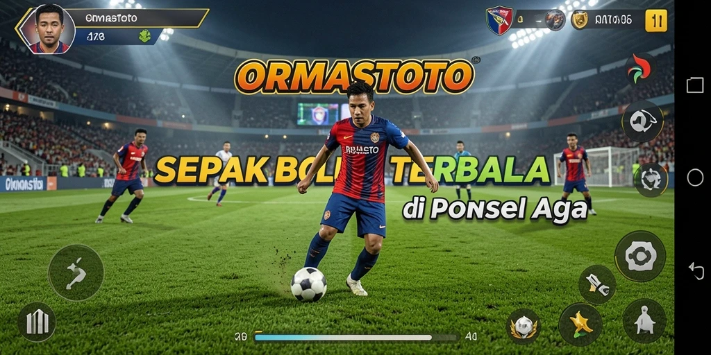 Tampilan gameplay seru di lapangan sepak bola.